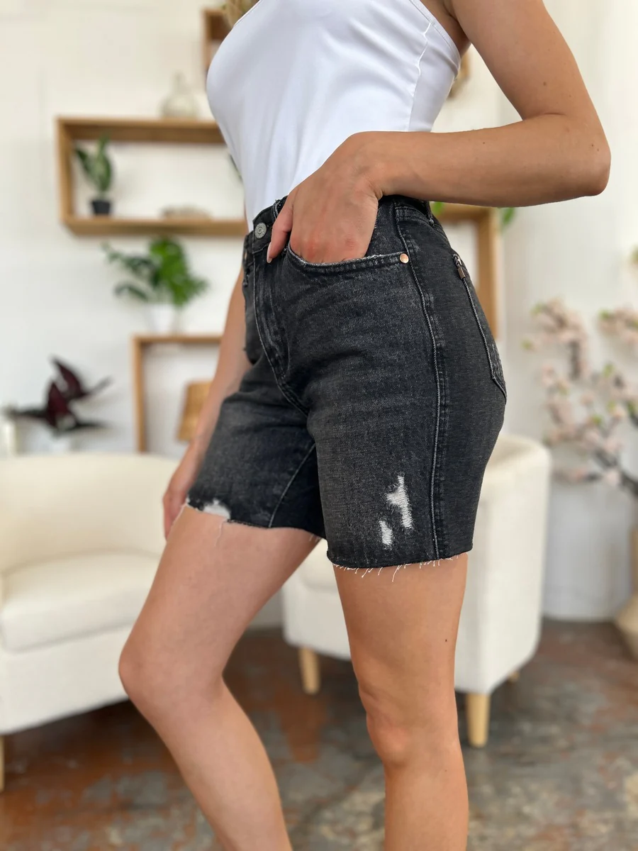 High Waist Tummy Control Denim Shorts
