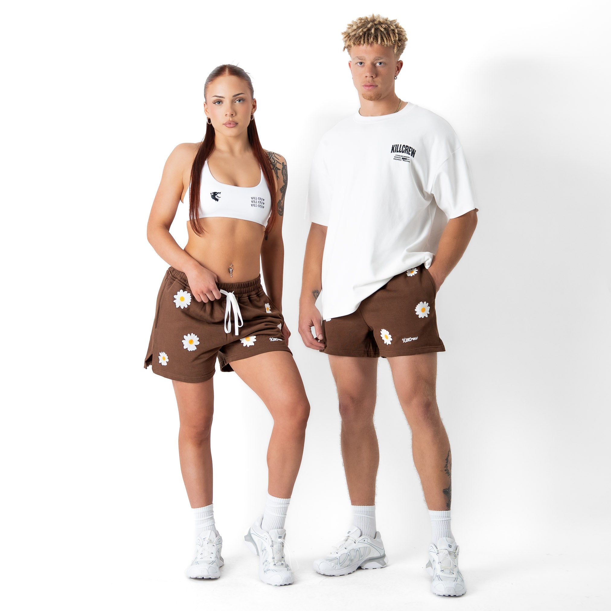 COTTON SHORTS (MID THIGH CUT) DAISY - BROWN