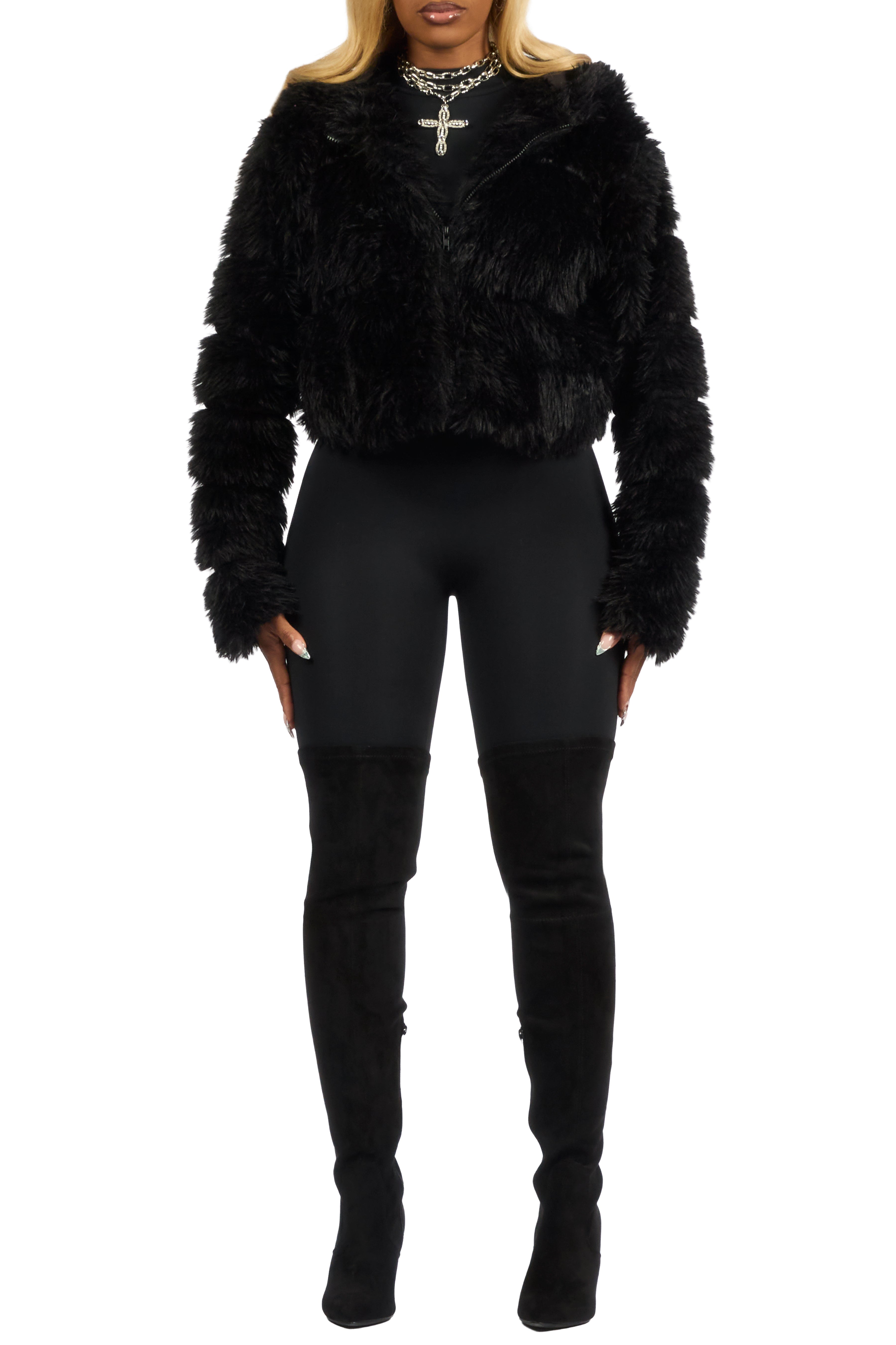 Kristin Black Fur Jacket