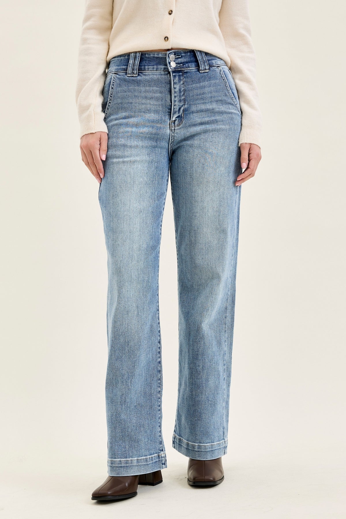 Penny Light Grey Blue Trouser Wide Leg