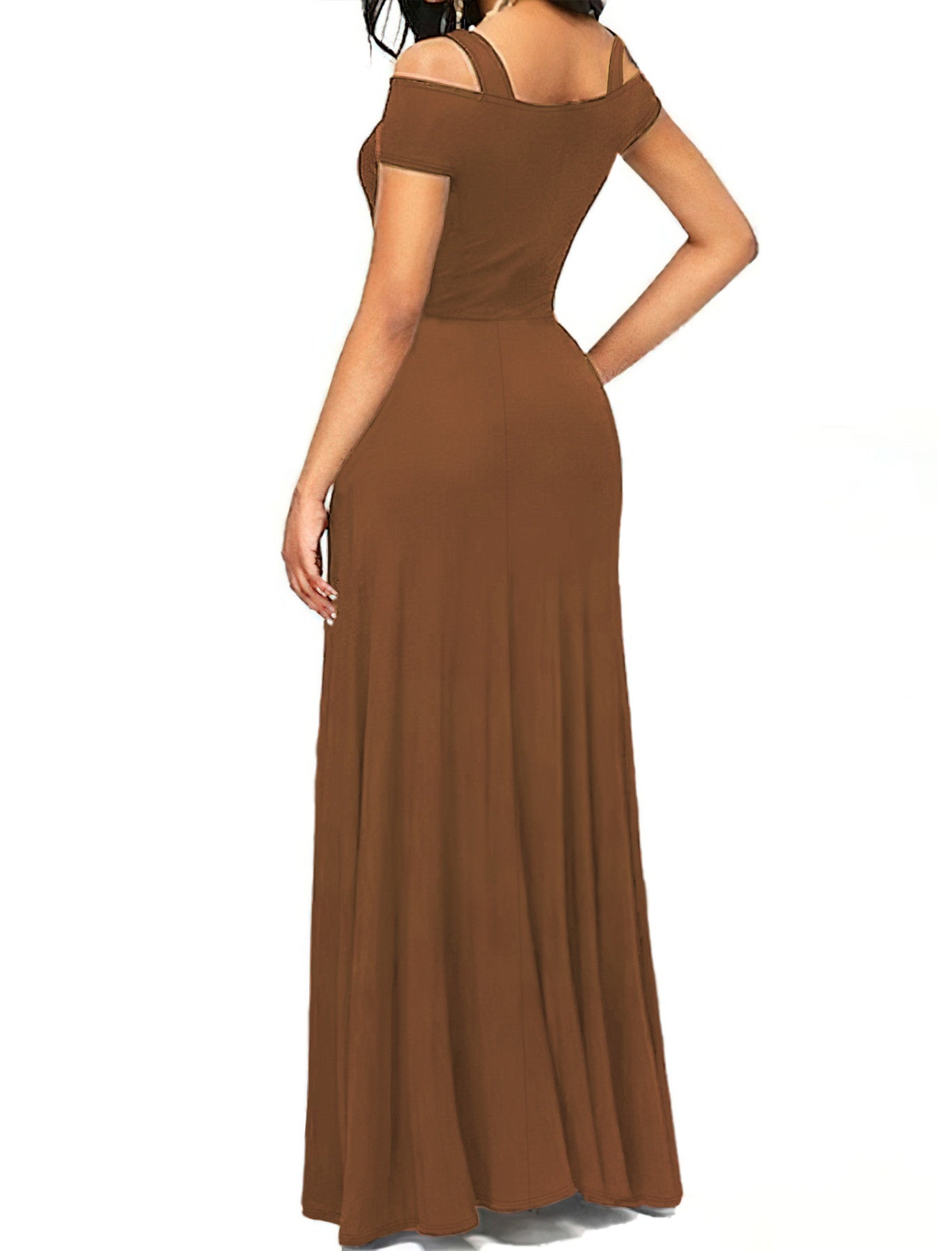 Elegant Off-Shoulder Slit Maxi Dress