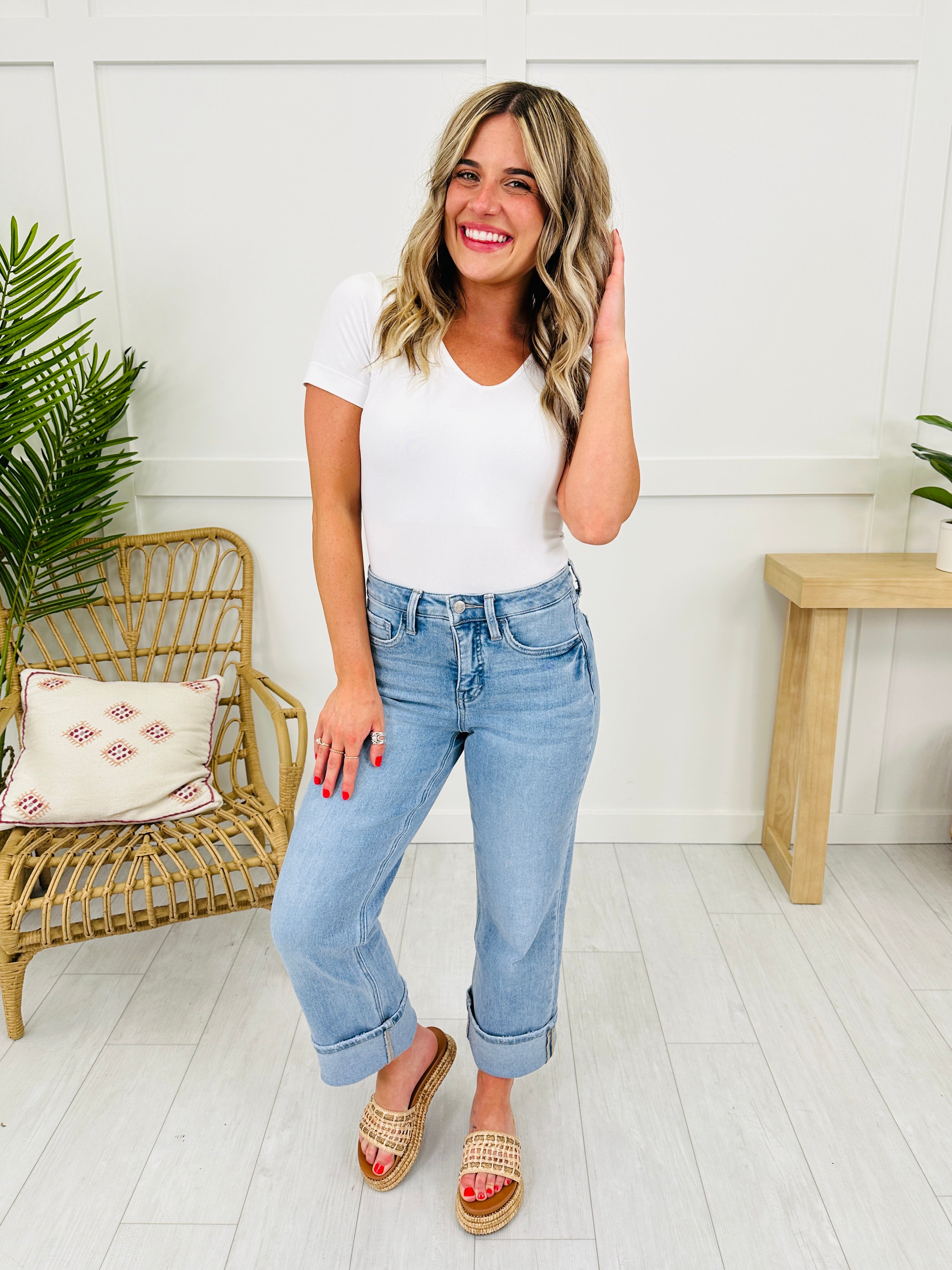 New Love Tummy Control Slim Wide Leg Jeans