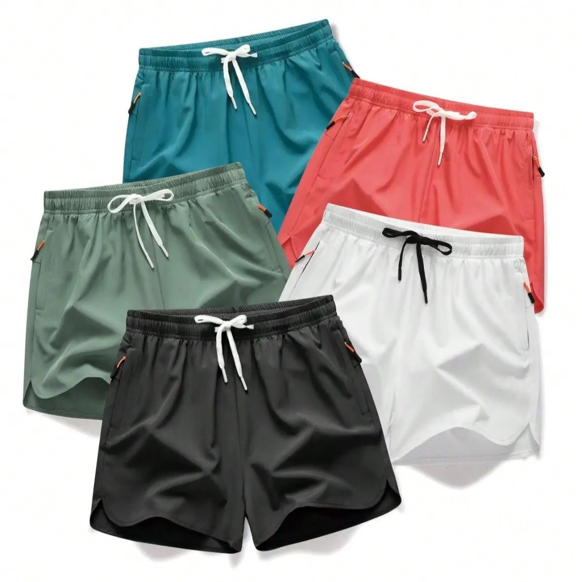 Men's Drawstring Zipper Pocket Shorts, Casual ElasticWaist Beach Shorts for Summer