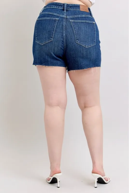 High Waist Criss-Cross Waistband Denim Shorts