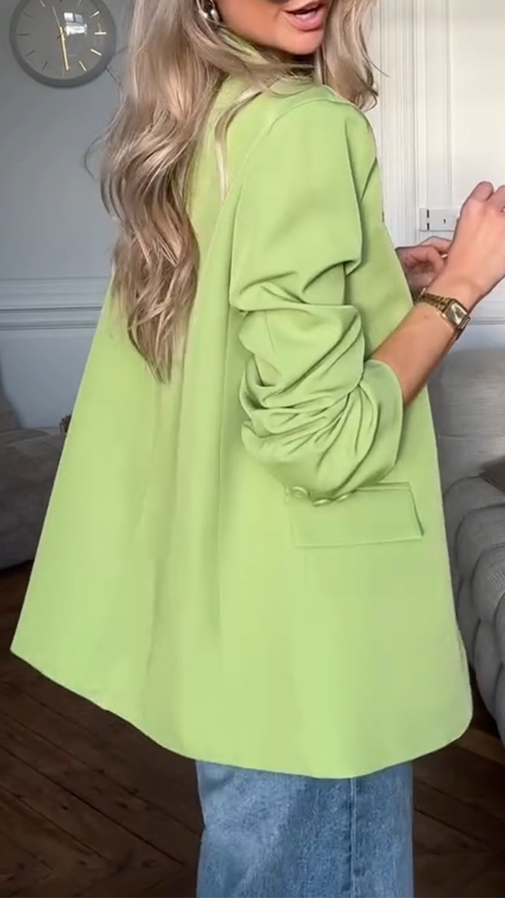 Women Round Neck Solid Color Casual Top