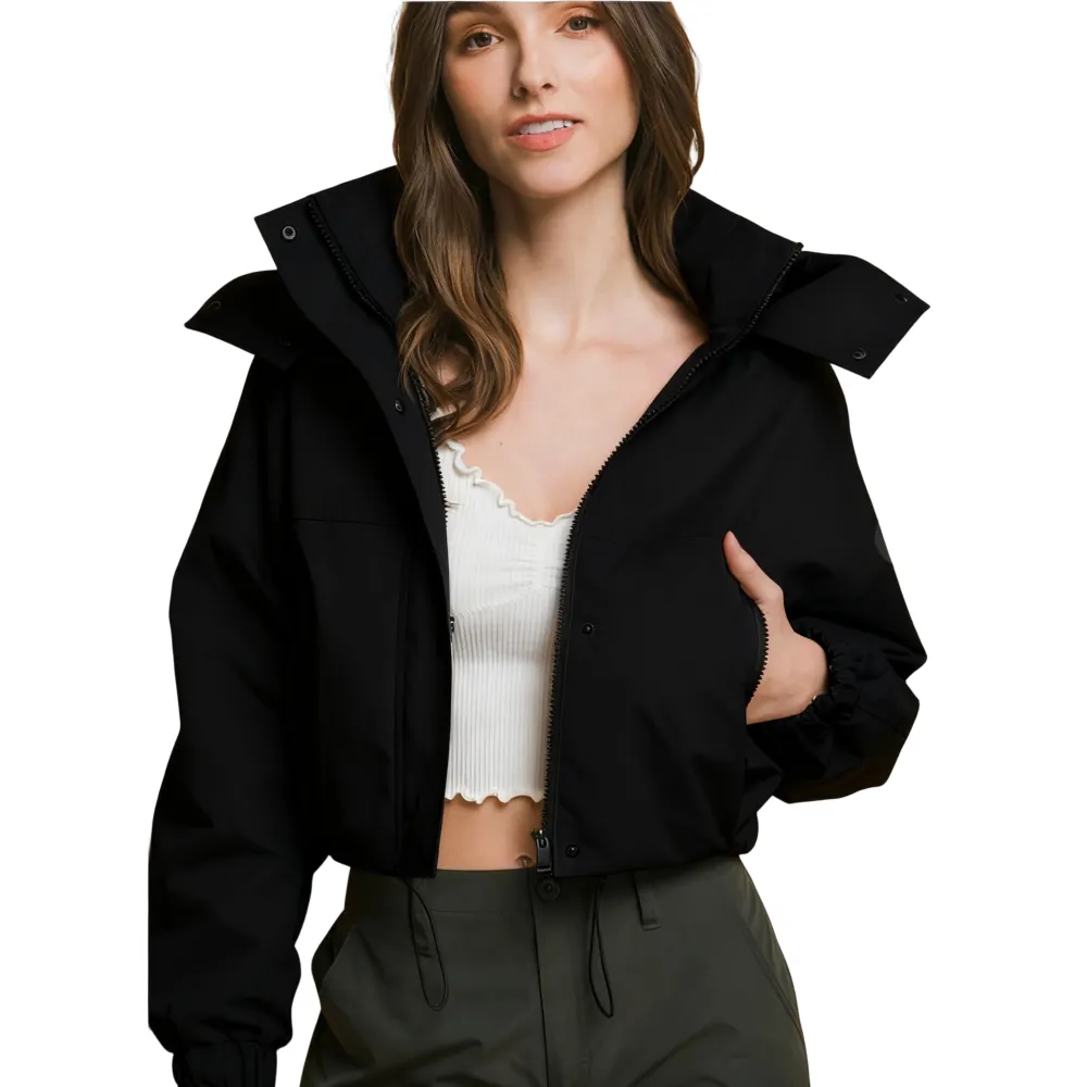 Women's Cropped Hooded Cargo Jacket