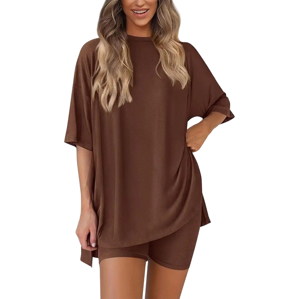 Women’s Oversized Tee & High-Waisted Biker Shorts Set