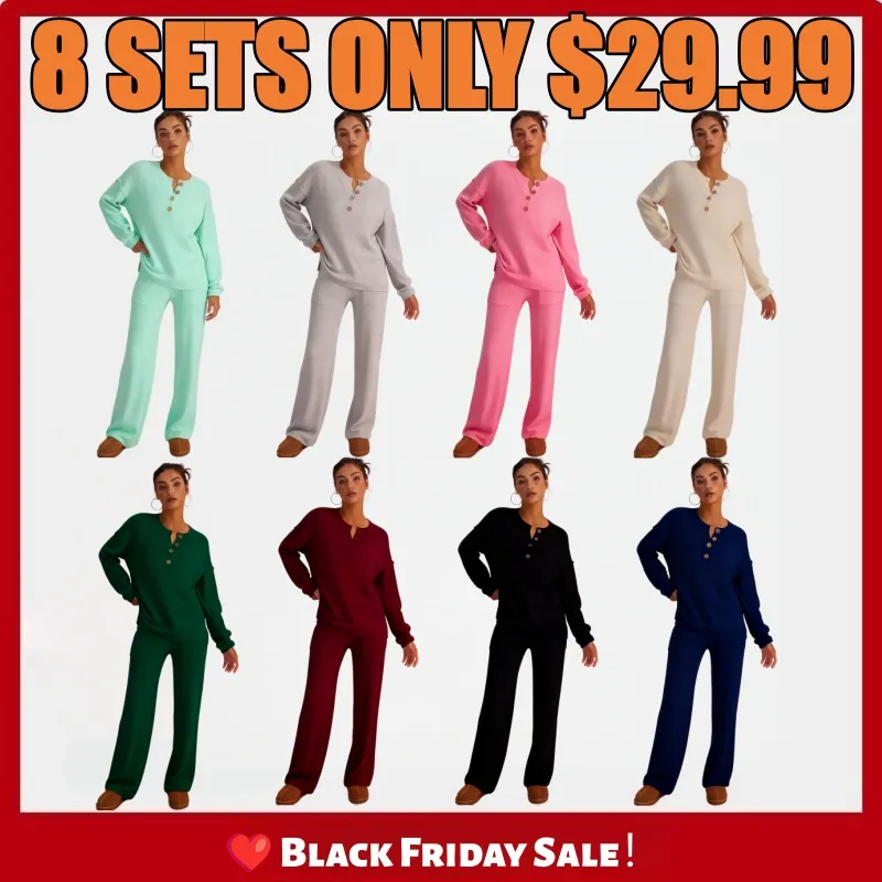 Women's Cozy Waffle Knit Loungewear Set