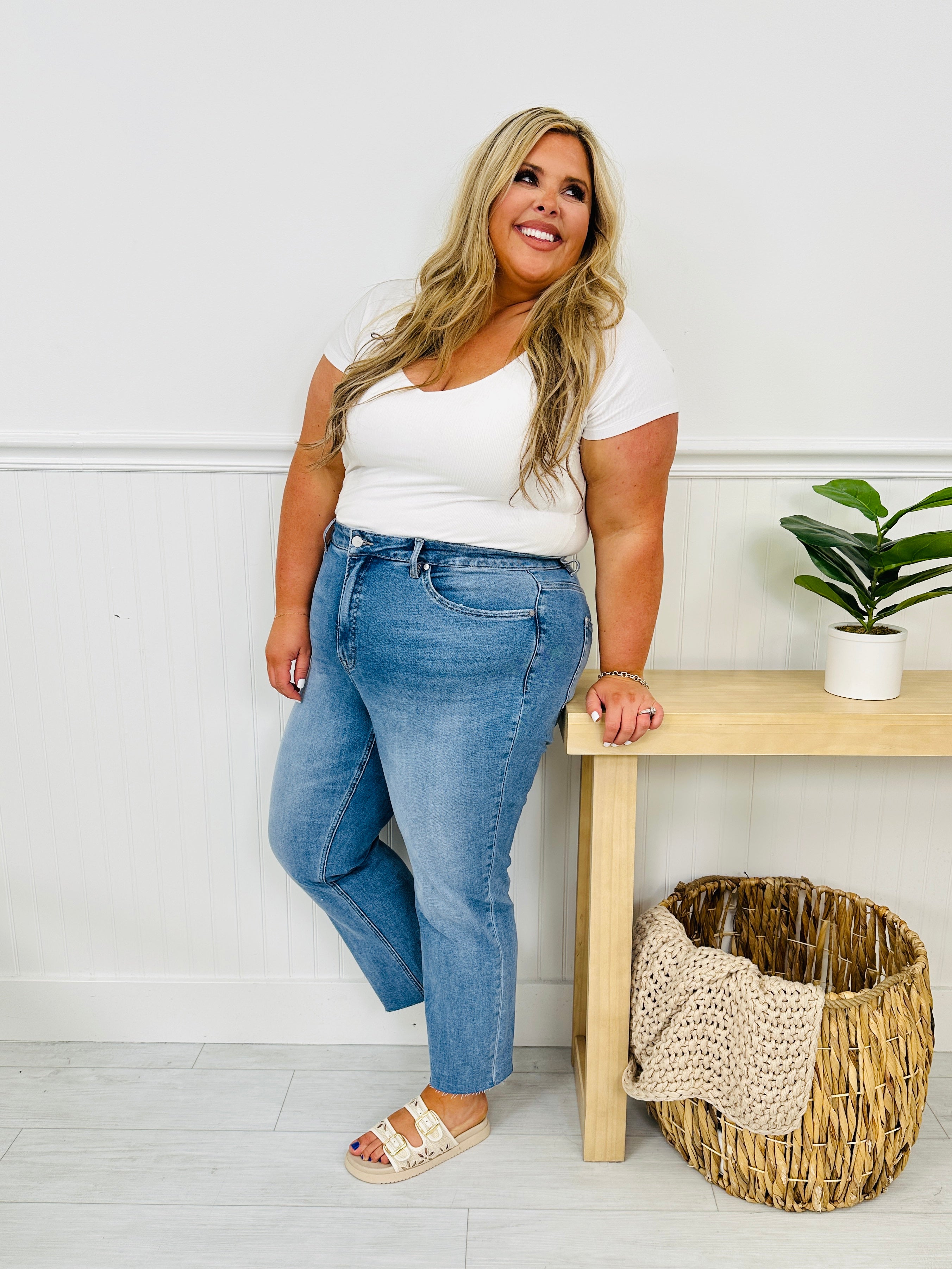 Take The Bait Slim Straight Cropped Jeans With Tummy Control