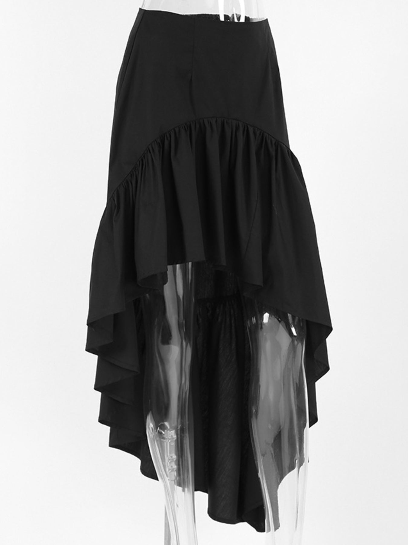 Asymmetrical Ruffle Hem Midi Skirt