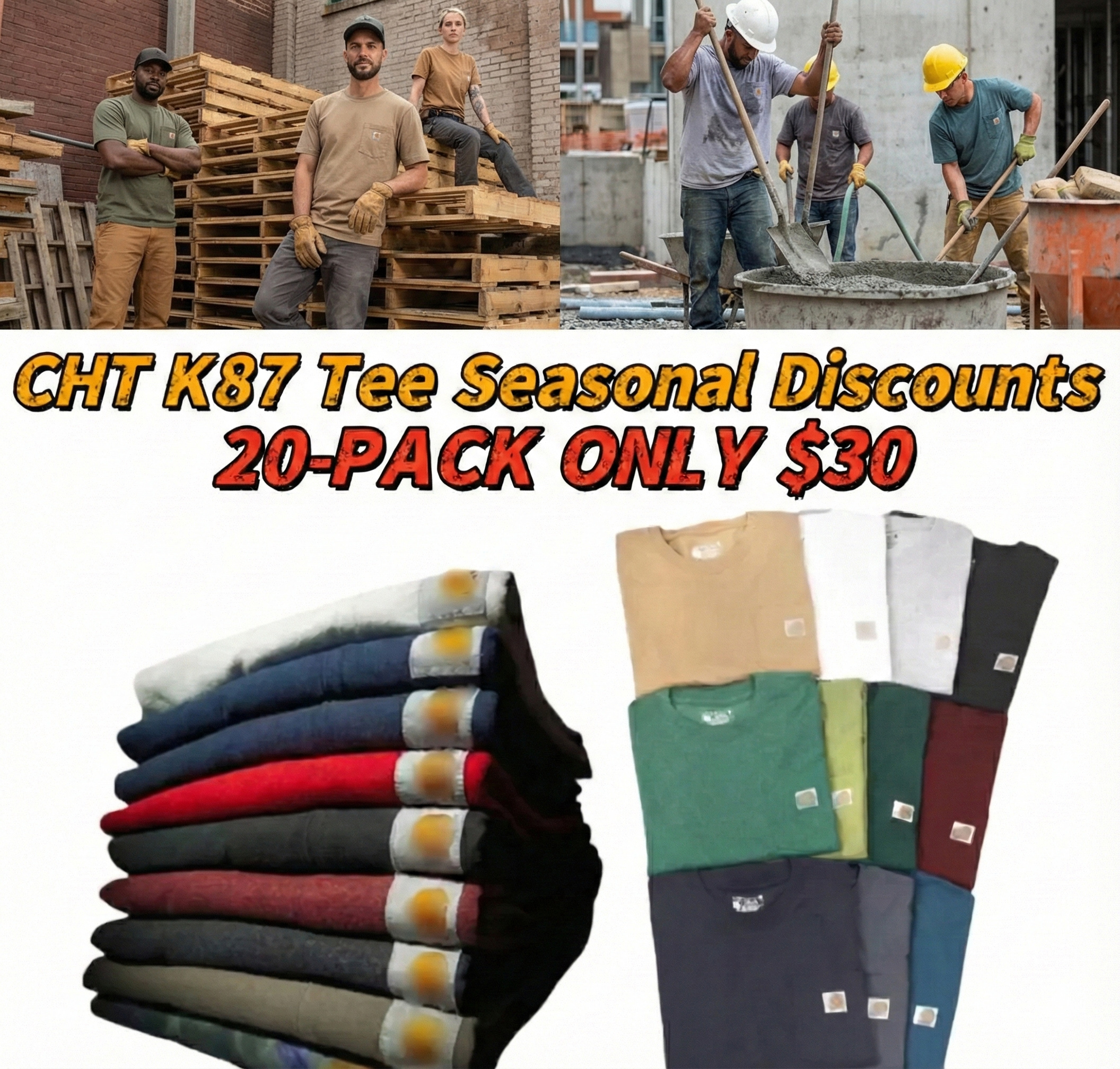 CHT Men's K87 Workwear Loose Fit Heavyweight Short-Sleeve Pocket T-Shirt