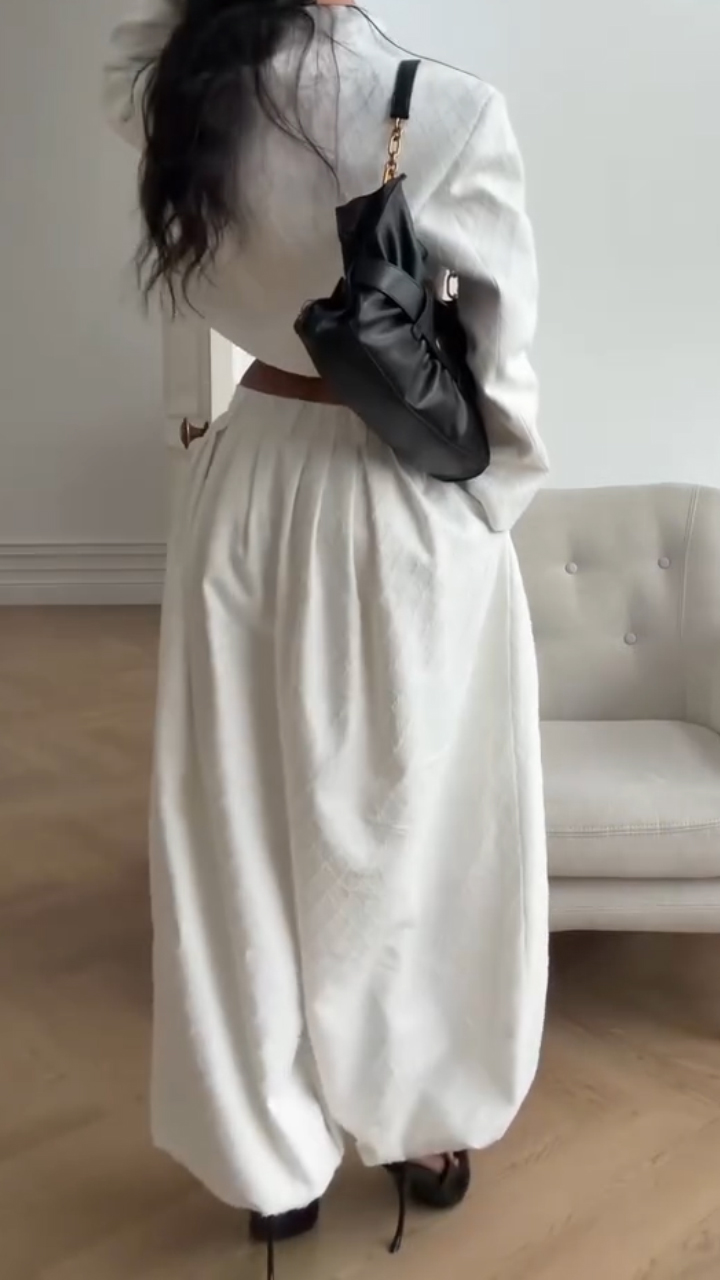 Women Stand Up Collar Top+ Pants Casual Outfit with Temperament