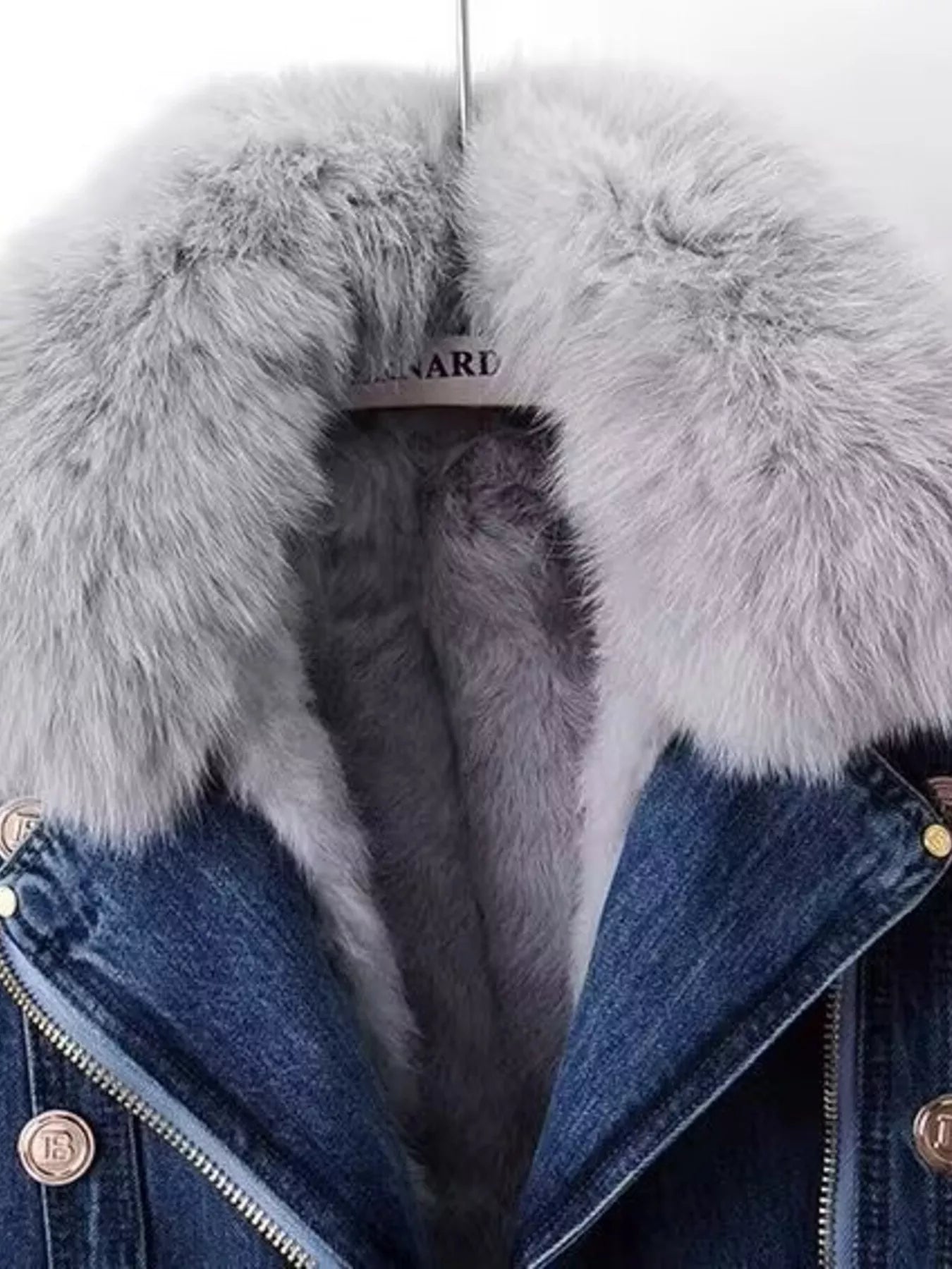 Full Size Faux Fur Collar Denim Jacket Plus Size