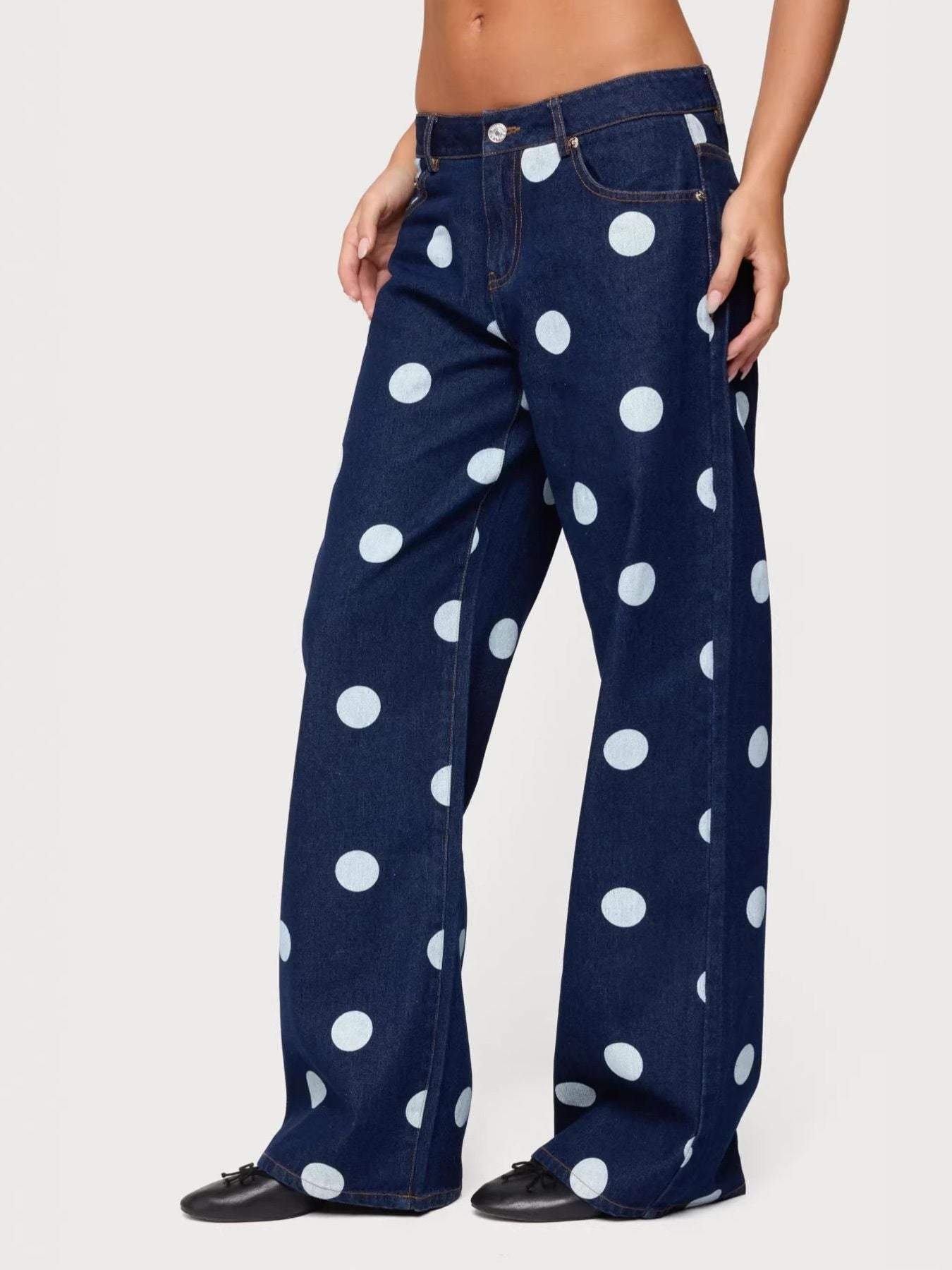 Polka Dot Wide Leg Jeans
