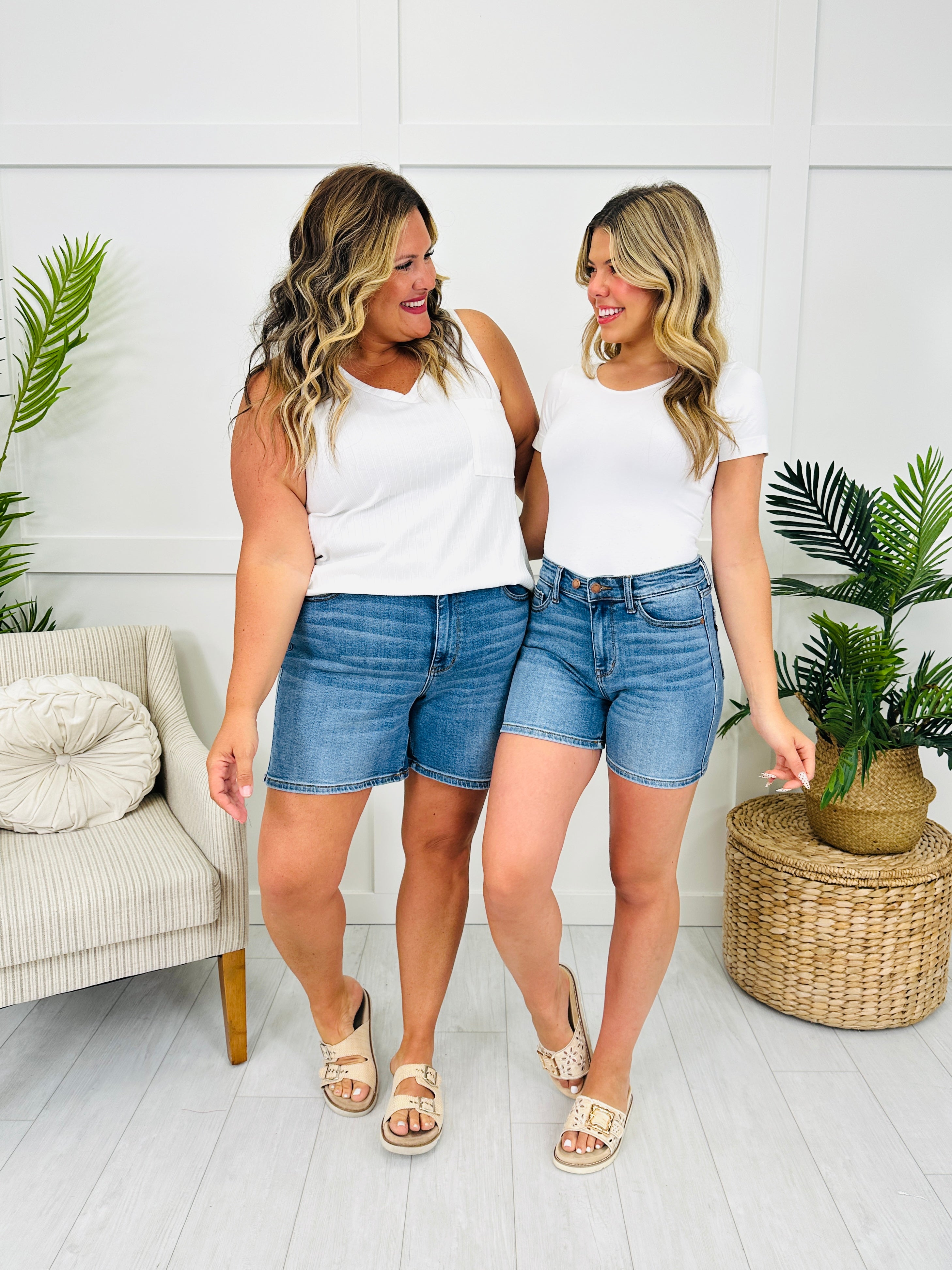 Judy Blue Twice As Nice Double Button Dad Shorts