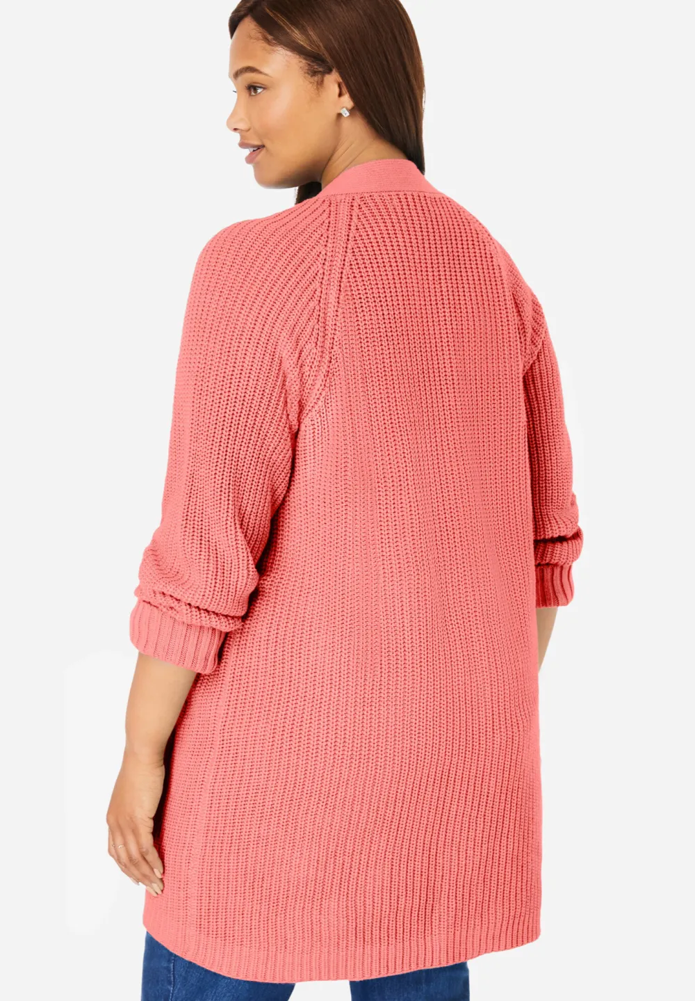 Button-Front Shaker Cardigan