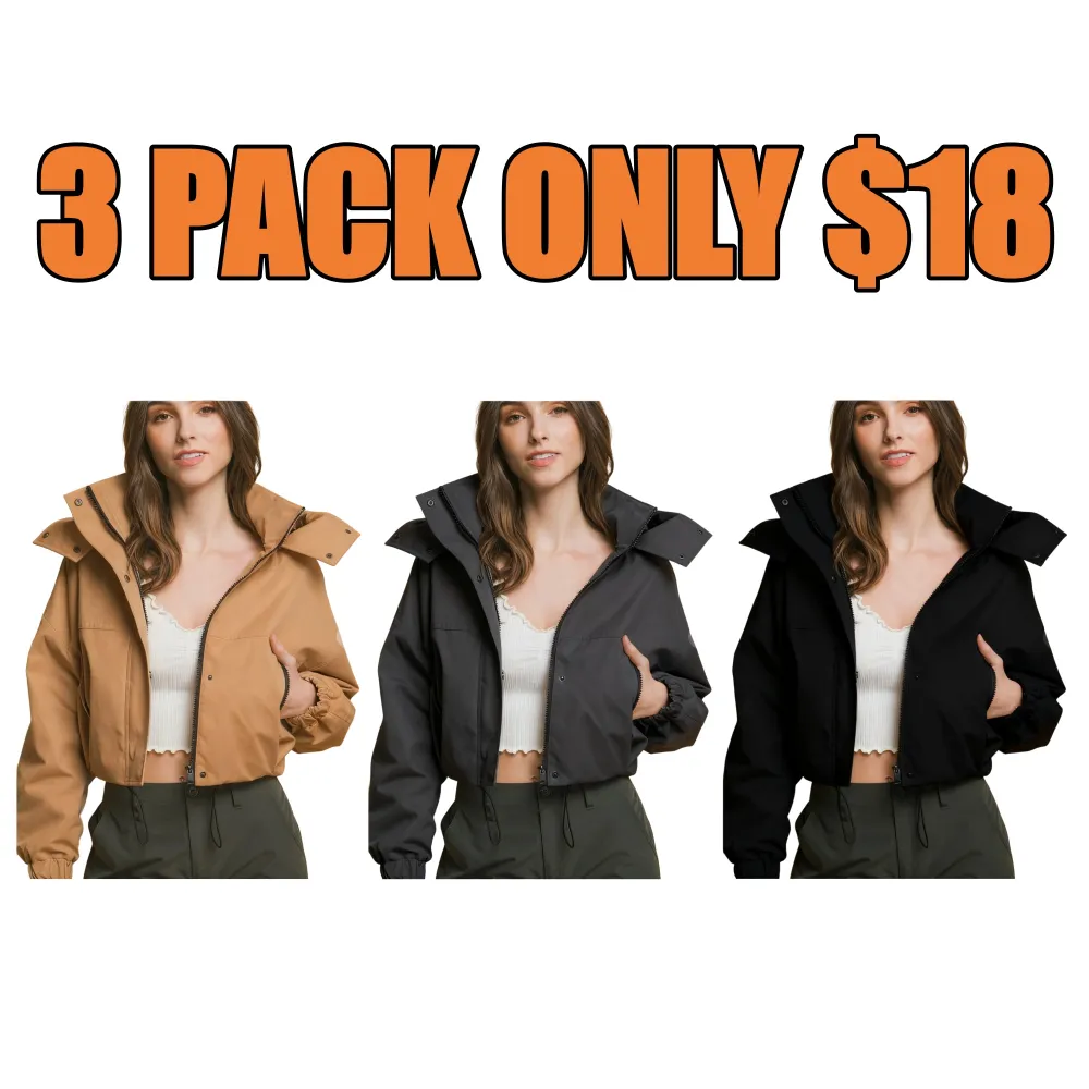 Women's Cropped Hooded Cargo Jacket