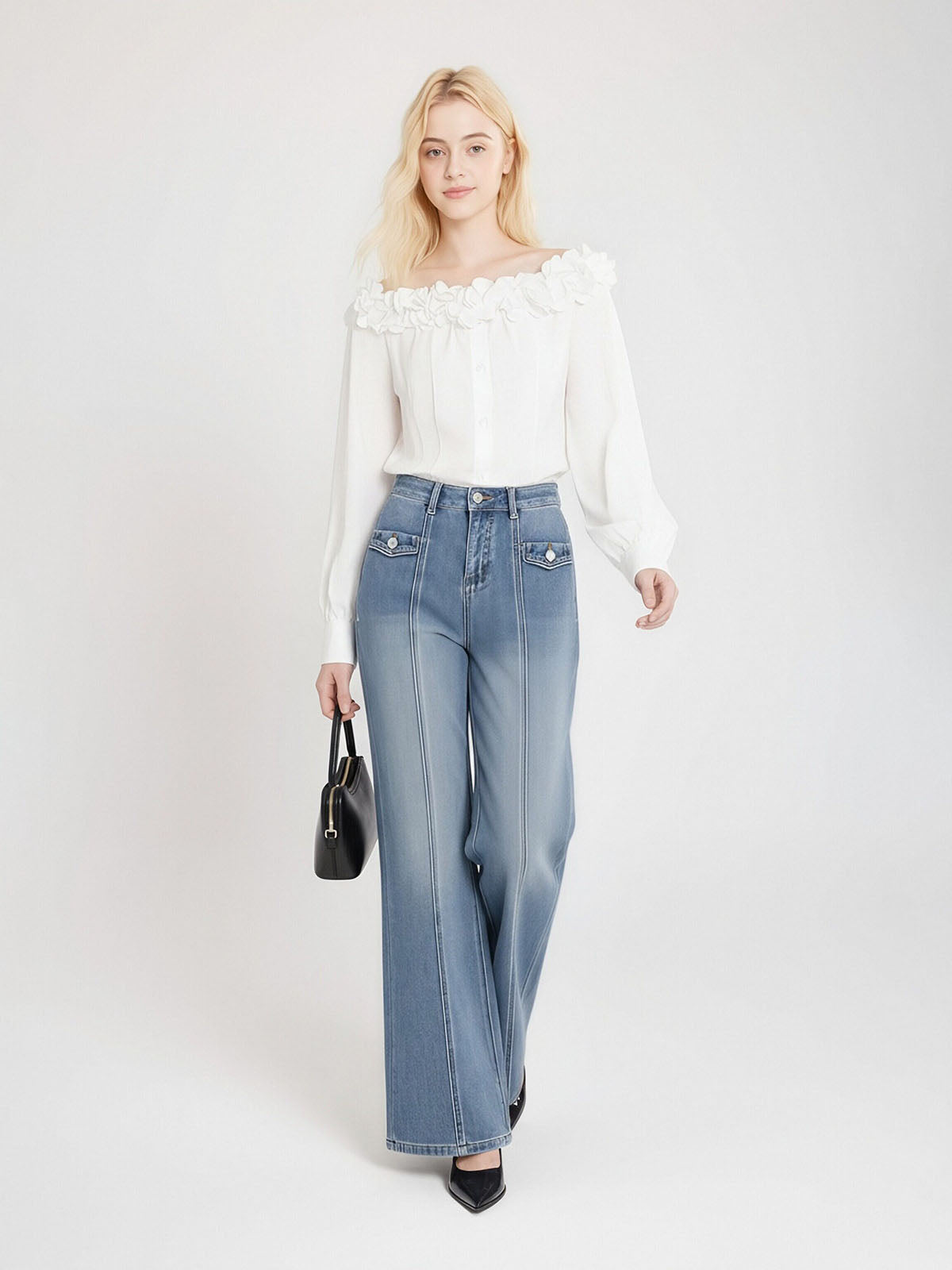 ASOBIO Off-Shoulder Petal Shirt