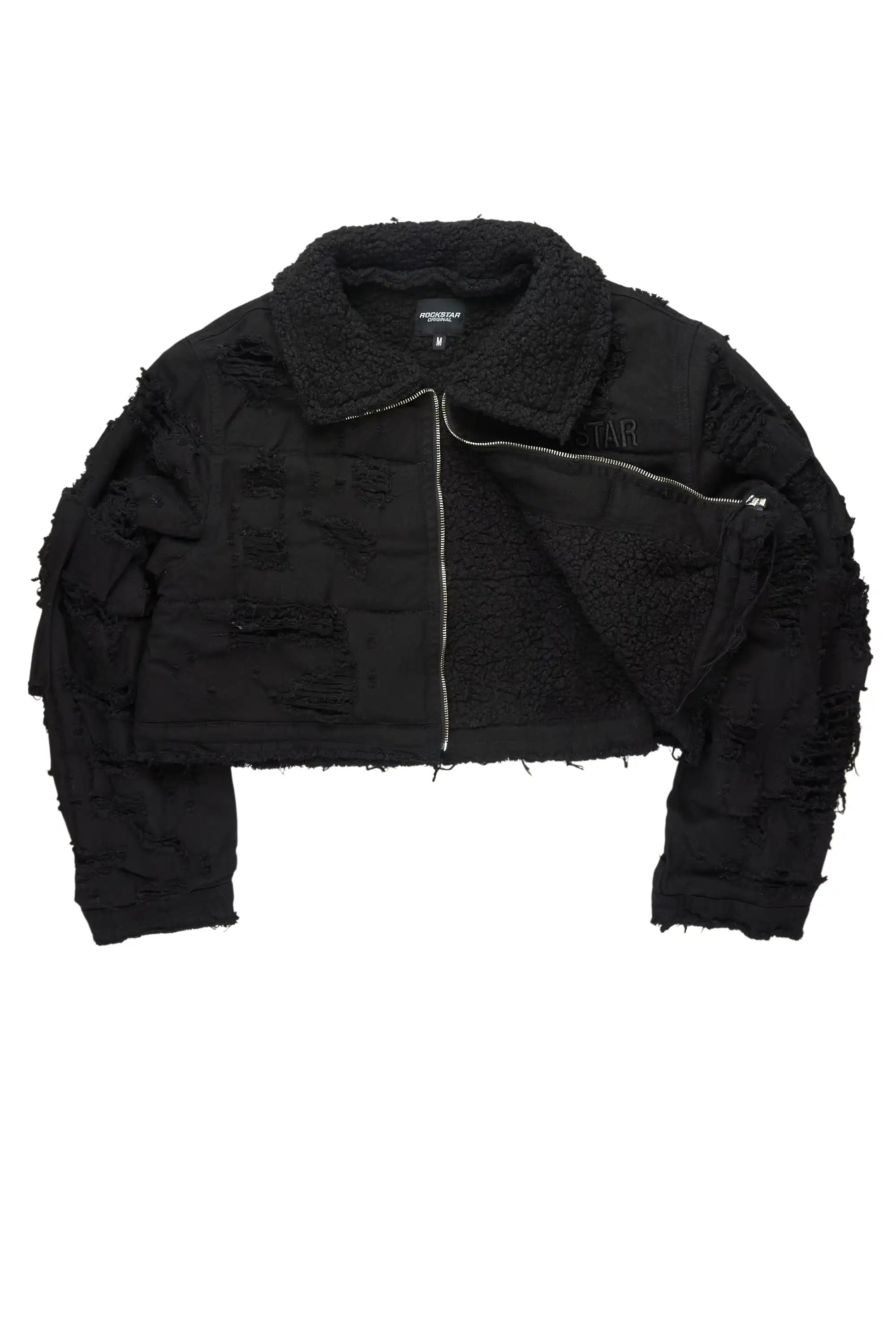 Fara Black/Black Denim Sherpa Puffer Jacket
