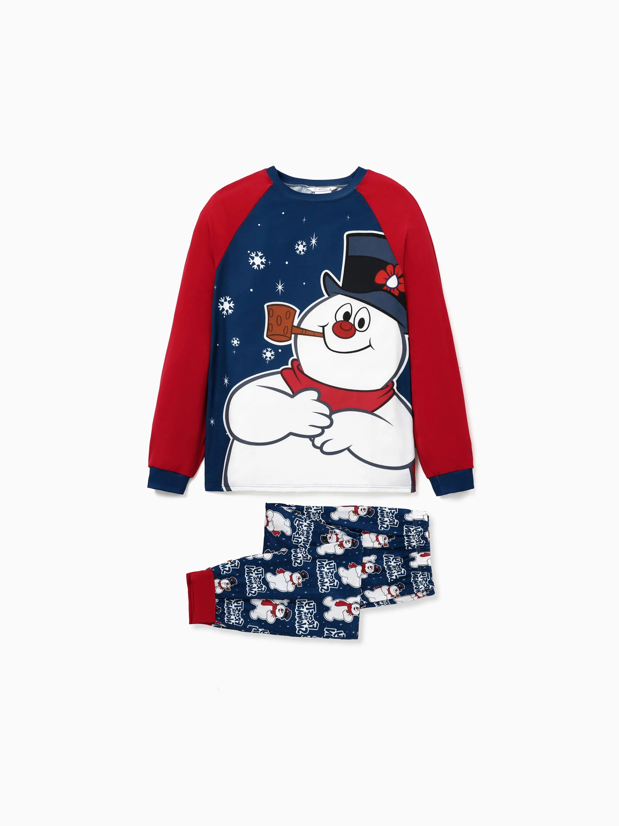 Frosty The Snowman Christmas Family Matching Color-block Pajamas Sets with Christmas Socks