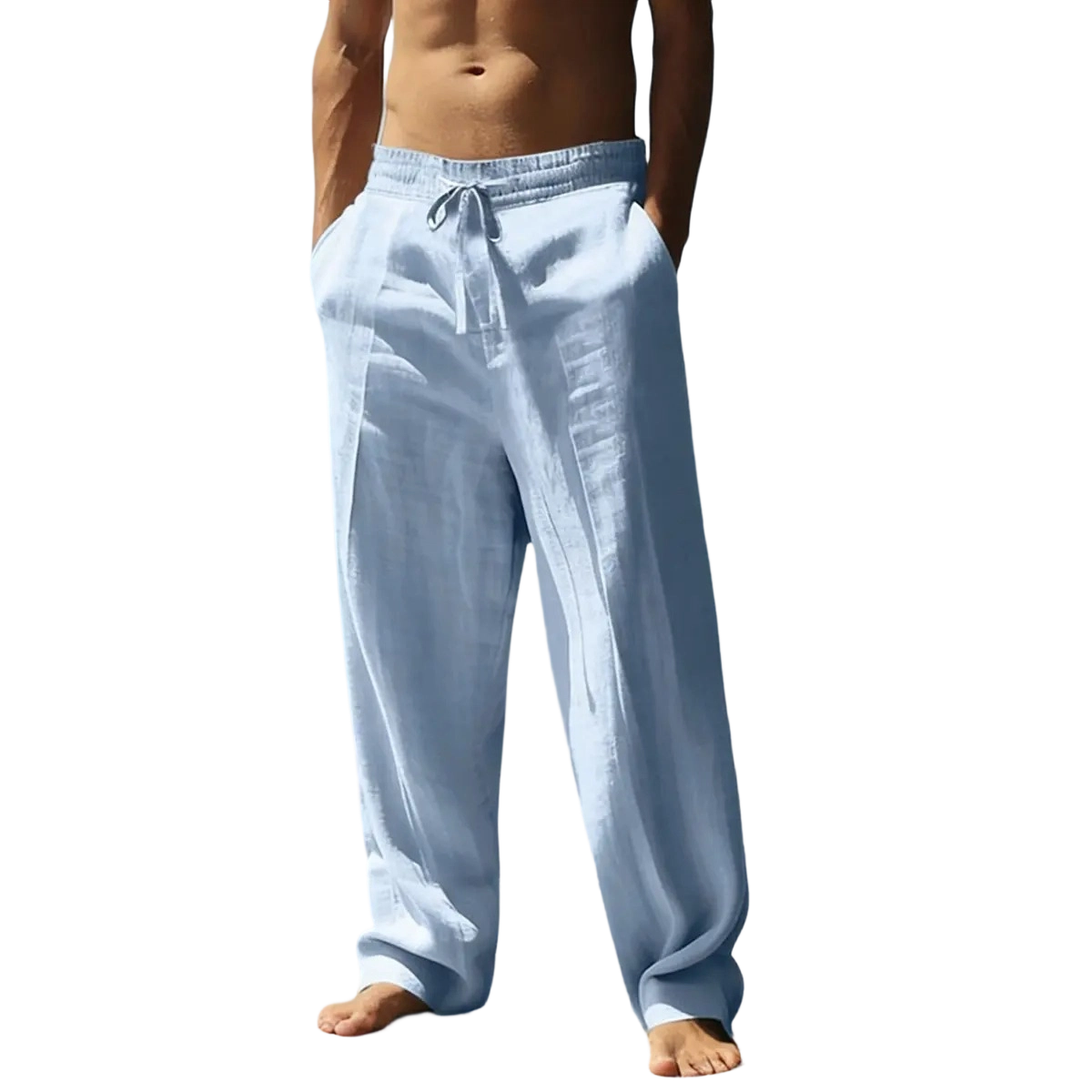 Men's casual trousers, smooth to the touch, solid color, straight leg style