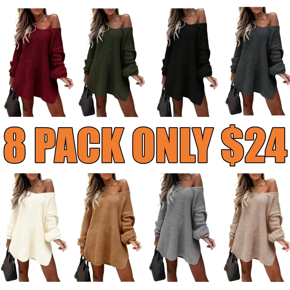 [Plus Size] Women's Solid Color Sweater Dress