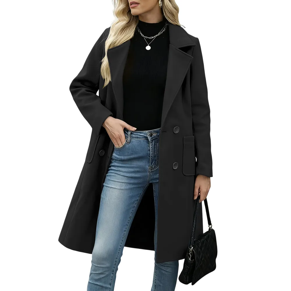 Women Winter Wool Blend Camel Mid-Long Coat