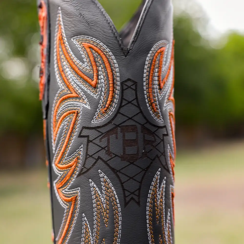 Cognac Jumbo Pirarucu Leather Boots - Square Toe