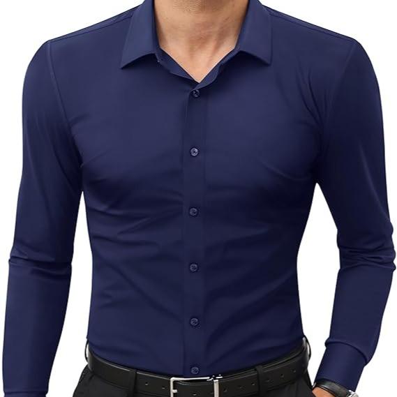 Men’s Stretch Slim-Fit Long Sleeve Dress Shirt