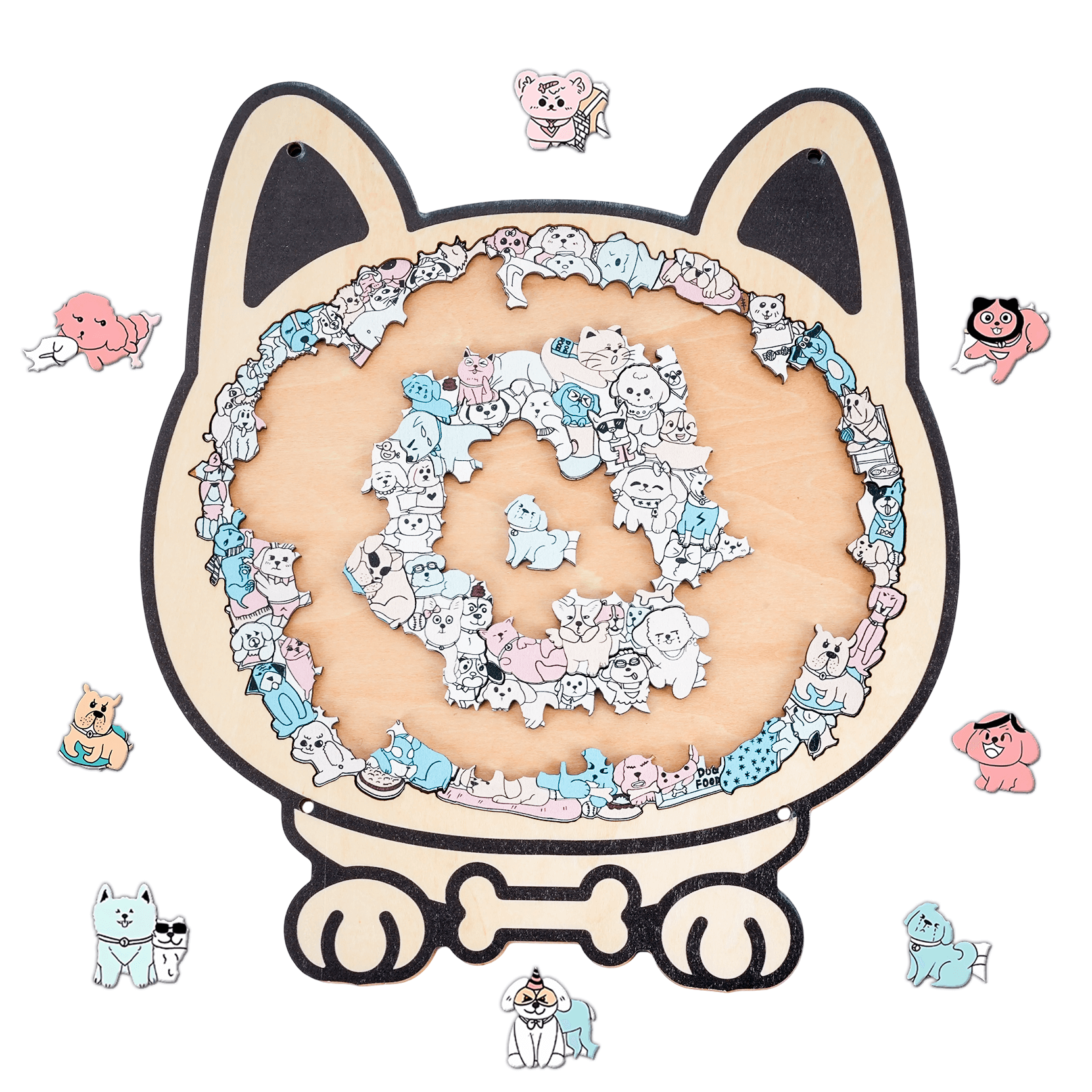 Morandi-Colored Cat/Dog Shaped Wooden Jigsaw Puzzle