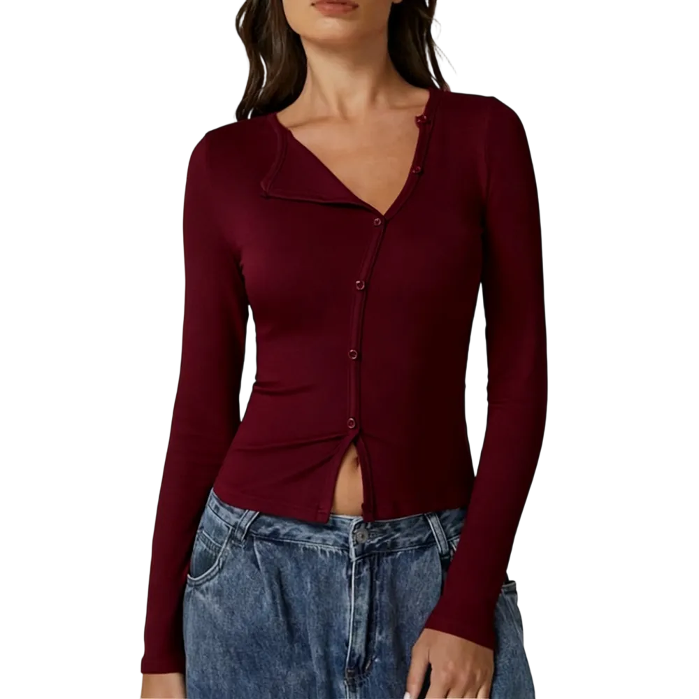 Women's Long Sleeve Ribbed Crewneck Shirts