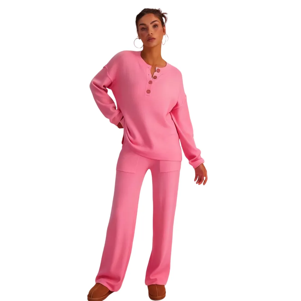 Women's Cozy Waffle Knit Loungewear Set