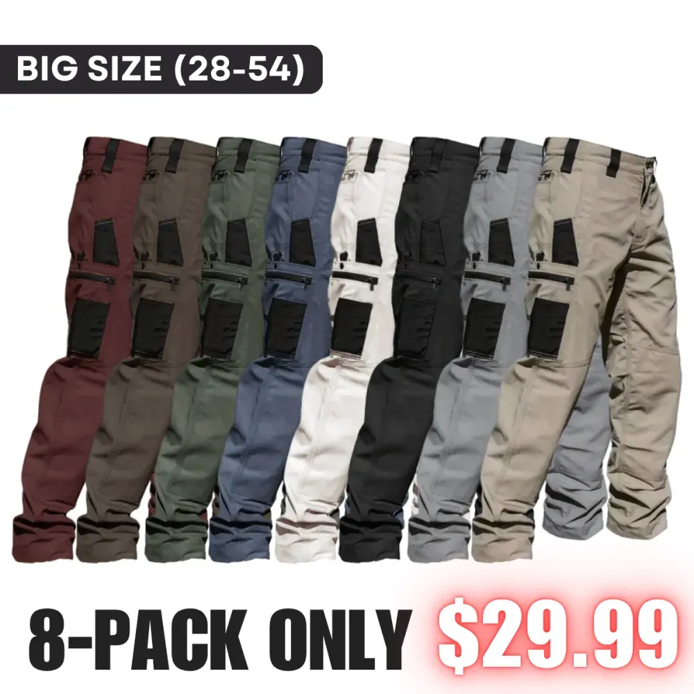 🔥8-Pack Only $29.99(All colors)🔥Men's 8-Pack Unisex 10-Pocket Heavy Duty zipper waterproof tactical Work Pants