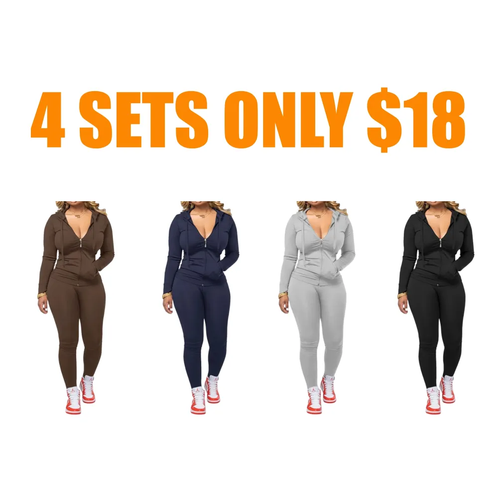 Women's Fall Zipper Hoodie and Skinny Pants Set