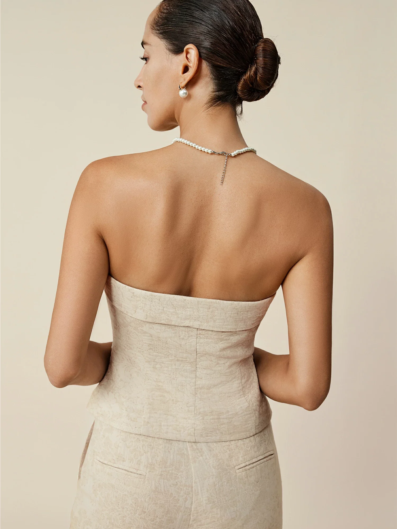 Cotton & Linen Jacquard Tube Top Vest