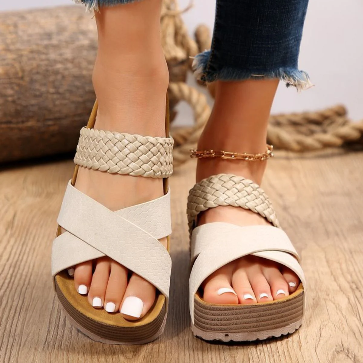 Crisscross Open Toe Platform Sandals (multiple color options)