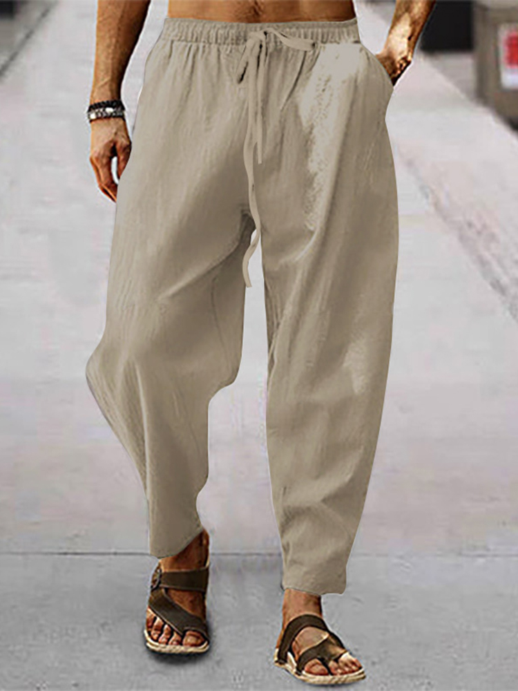 Men's Vintage Drawstring Casual Cotton Linen Pants