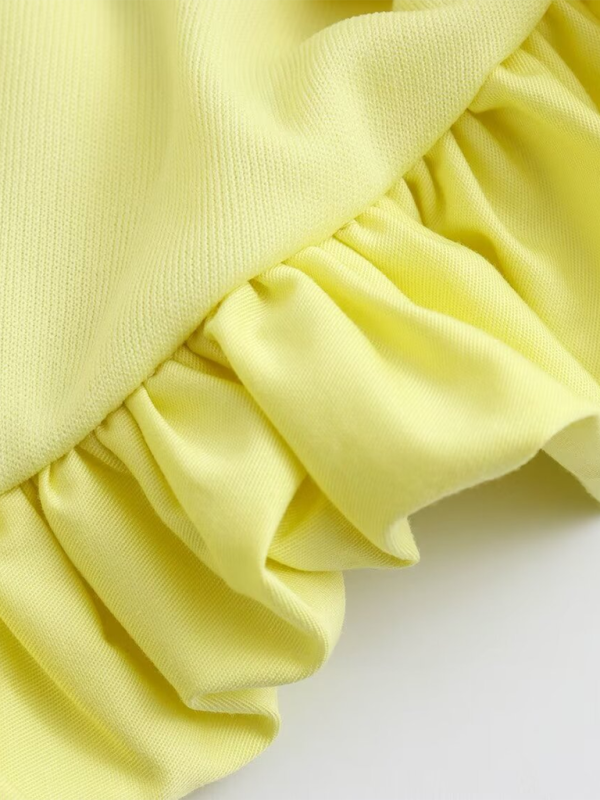 Round Neck Zipper Pocket Balloon Short Vest / Pleated Skirt