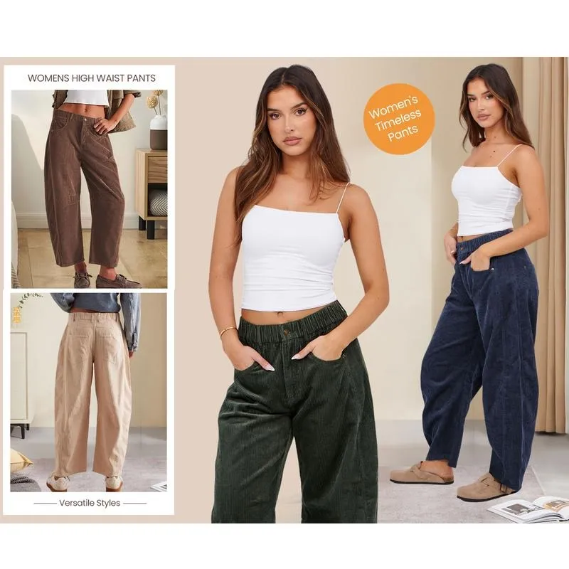 Corduroy Barrel Pants for Women Cord Pants