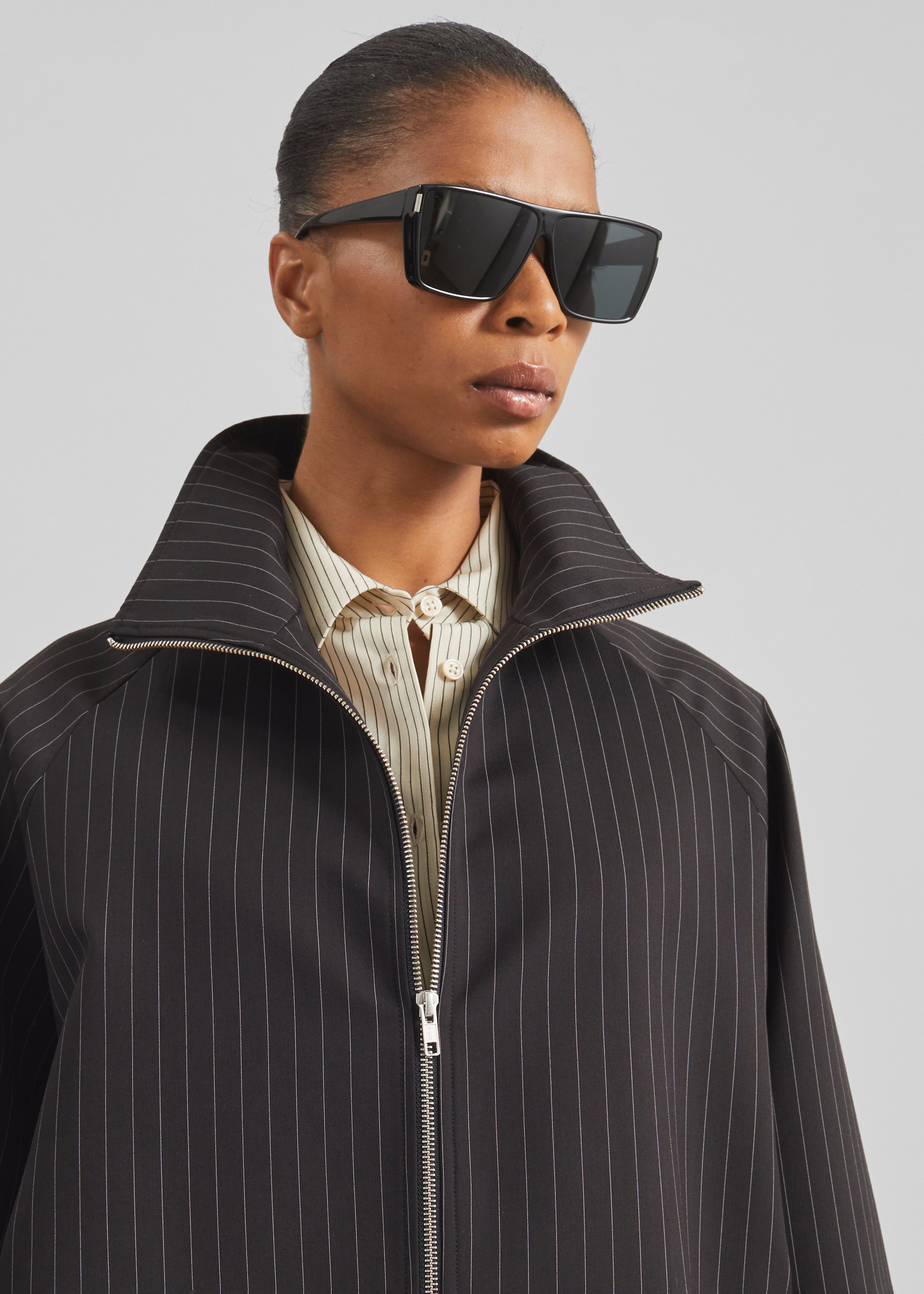 Baxter Track Jacket - Black/White Pinstripe