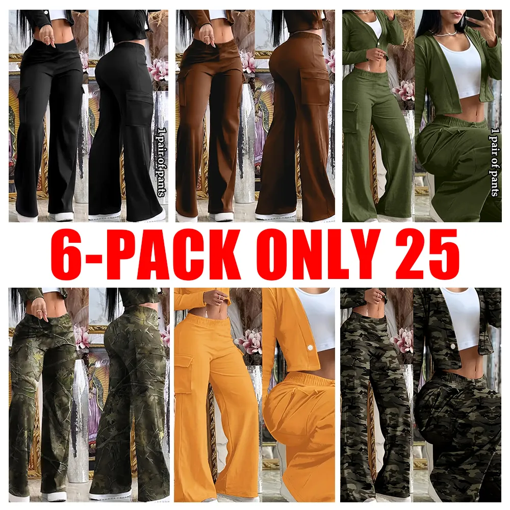 Women’s Casual Solid Color Pocket Pants – Comfy Streetwear Trousers