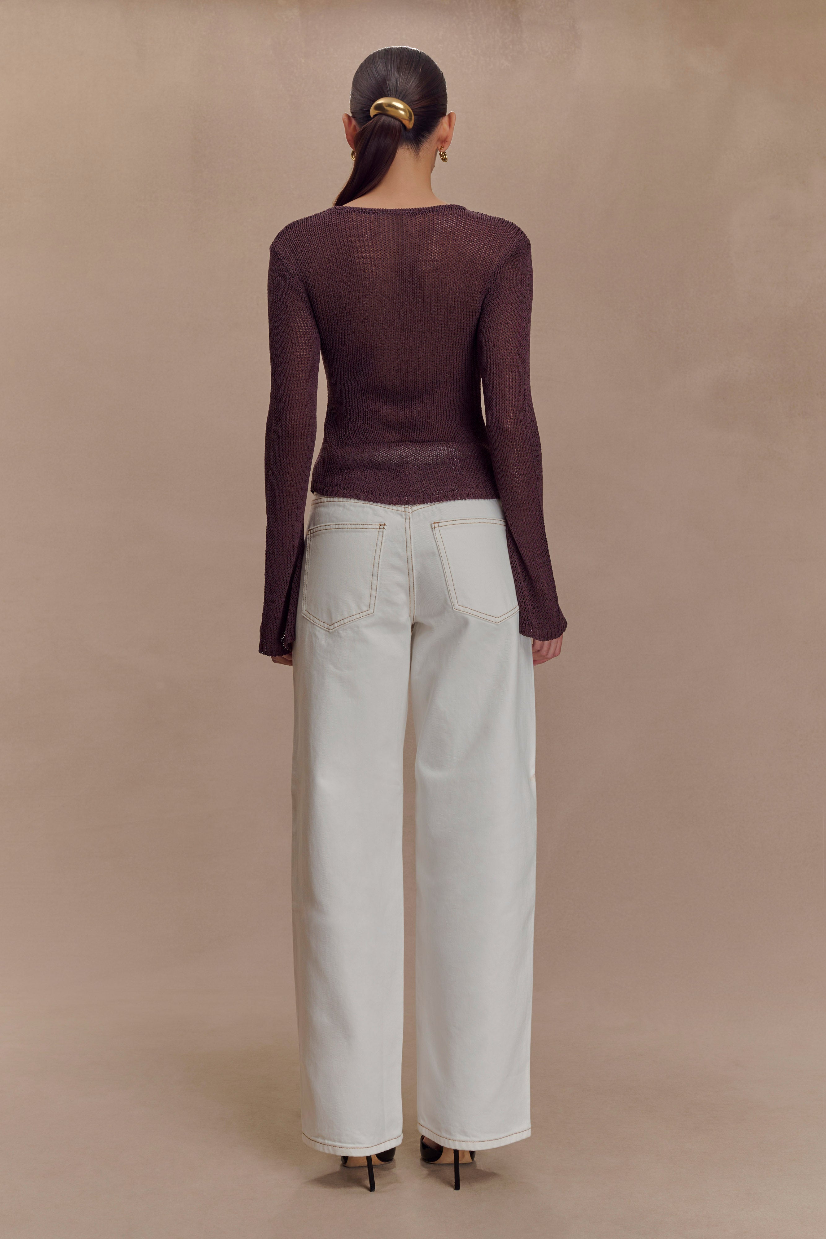 Chocolate Long Sleeve Knit Top