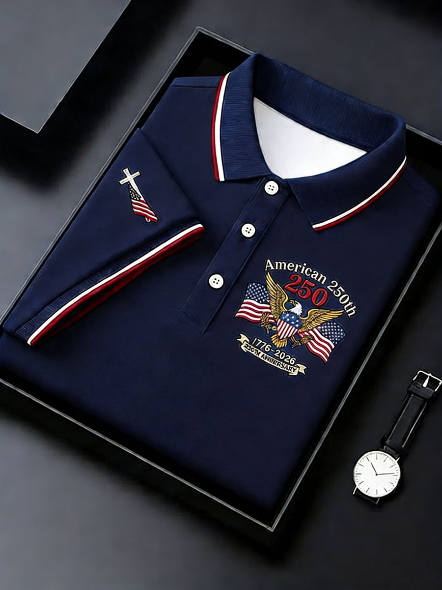 Men'S American 250Th Print Commemorative Polo Shirt