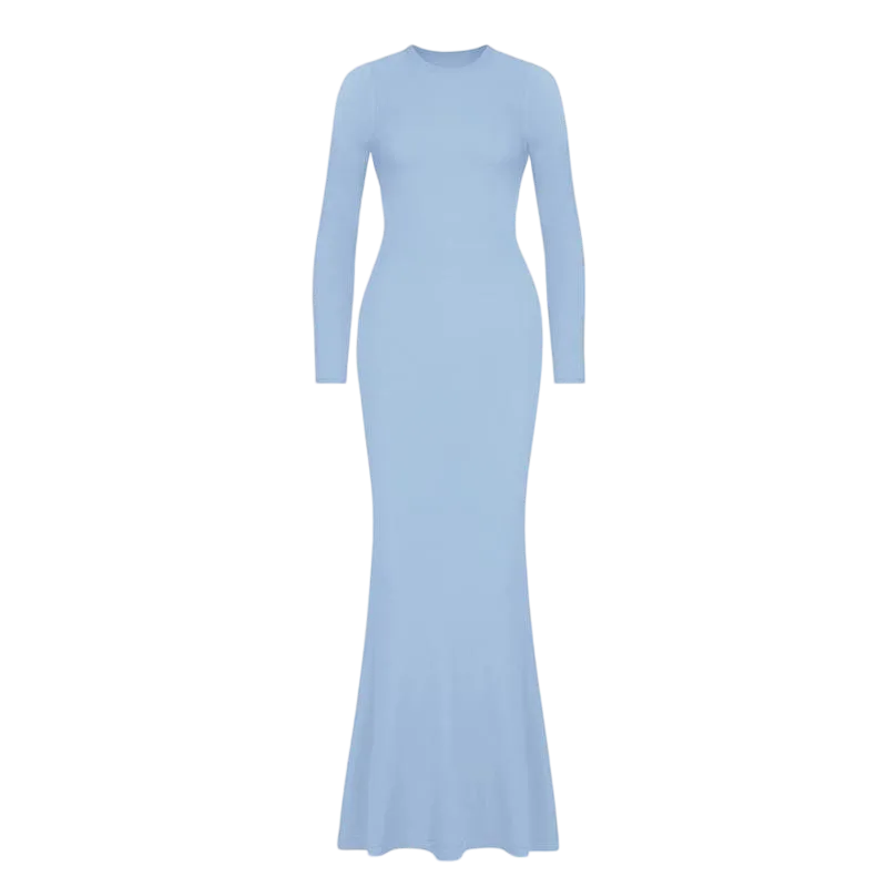 Women's Sexy Round Neck Mermaid Hem Long Home Dress