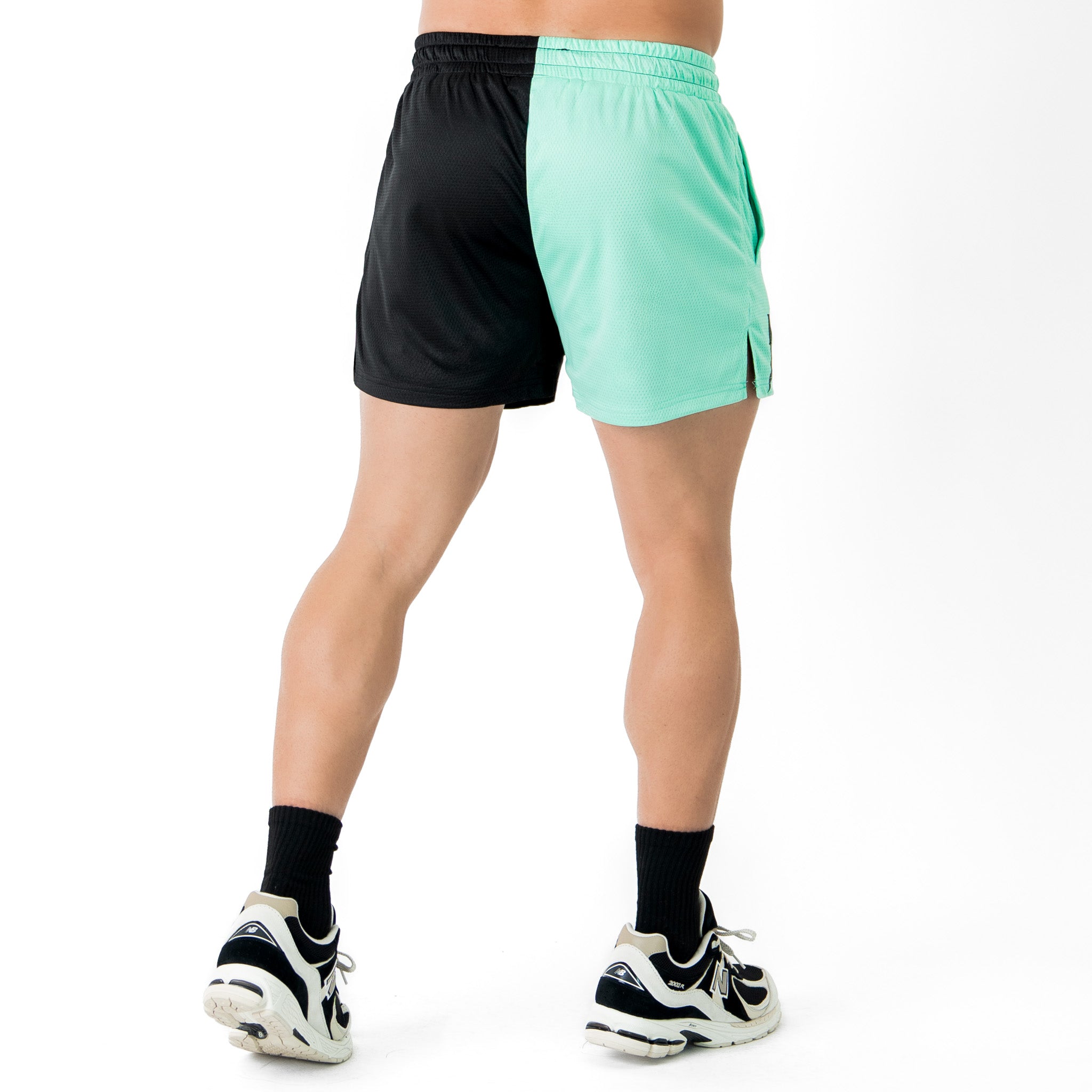 MUAY THAI SHORTS (MID THIGH CUT) 2 TONE - MINT / BLACK