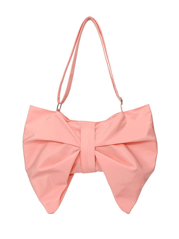 Bowknot Solid Color Zipper Shoulder Bags
