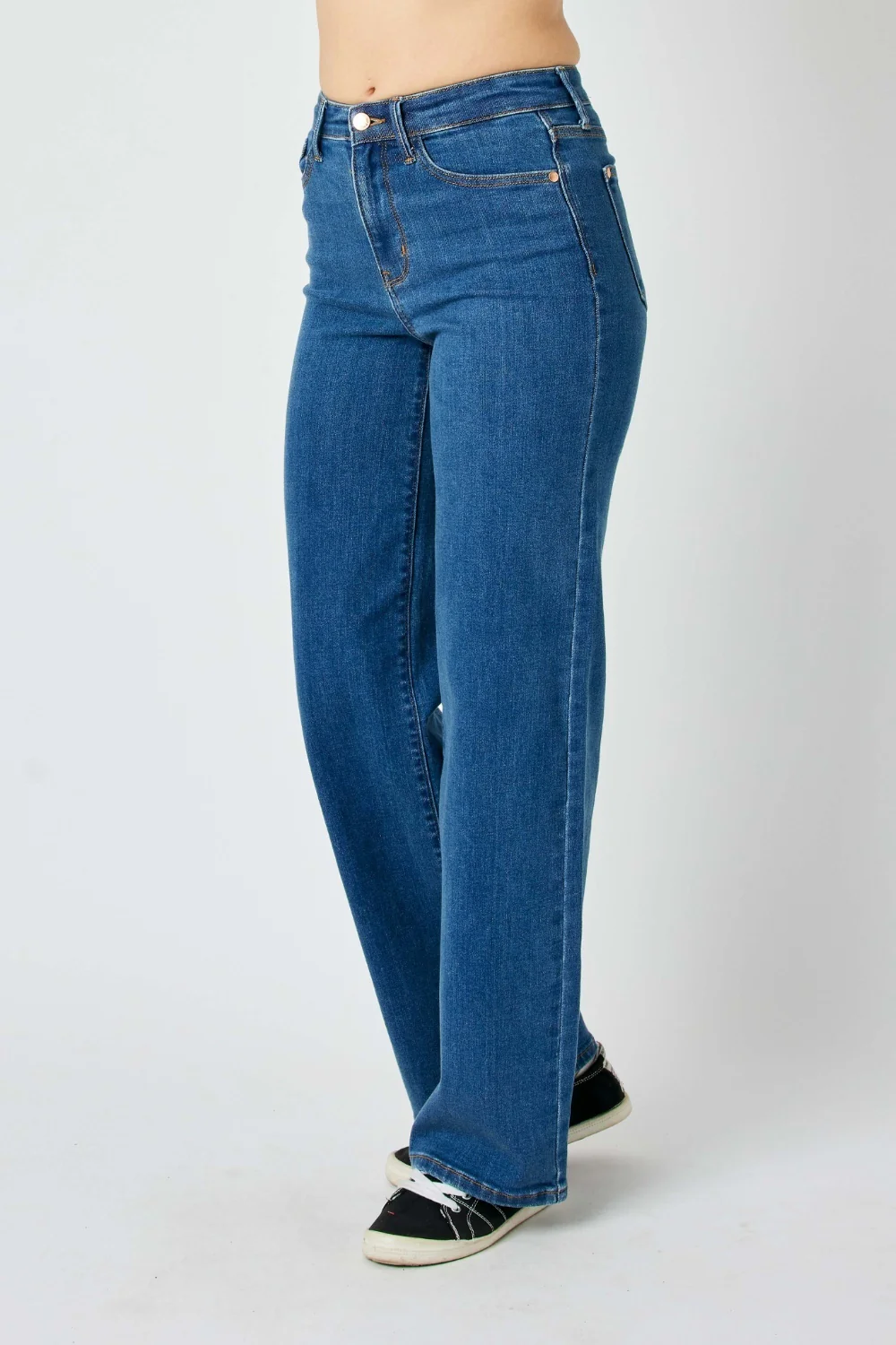 Blue Full Size High Rise Straight Jeans