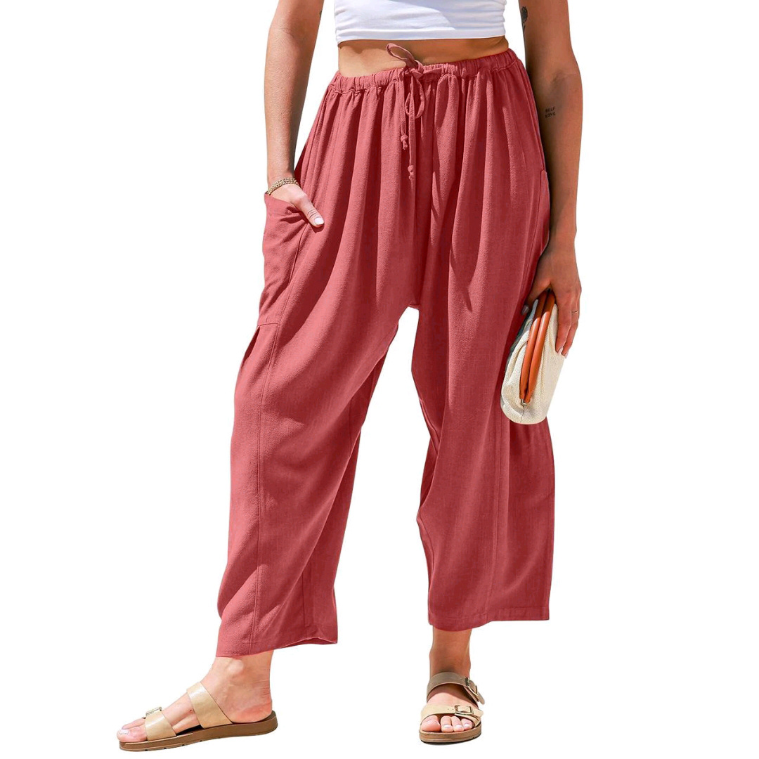 Women's Loose T-Shirt + Linen Wide-Leg Pants