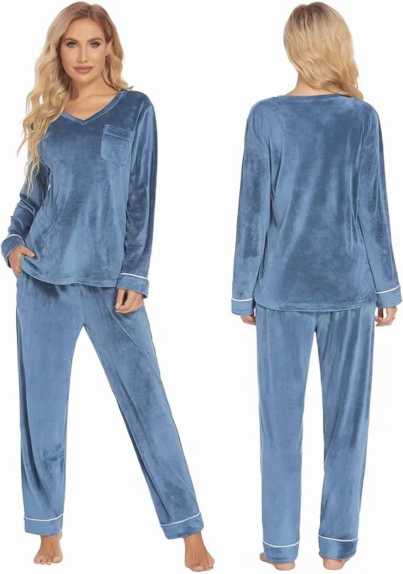 Velvet Pajamas Set – Soft Velour Long Sleeve Sleepwear for Men & Women