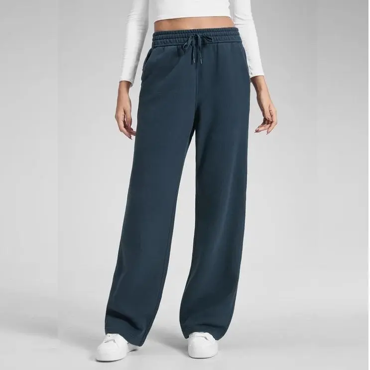 Cotton Fleece Lined Sweatpants Women Straight Leg Casual Lounge Sweat Pants